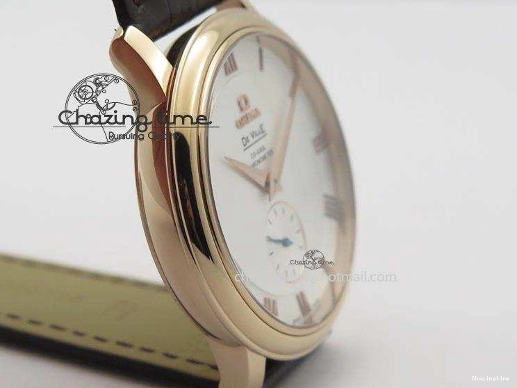 0316 Popular De Ville MK 1:1 Best Edition RG White Dial On Black Leather Asian Seagull T1701 (Sec@6) 8237